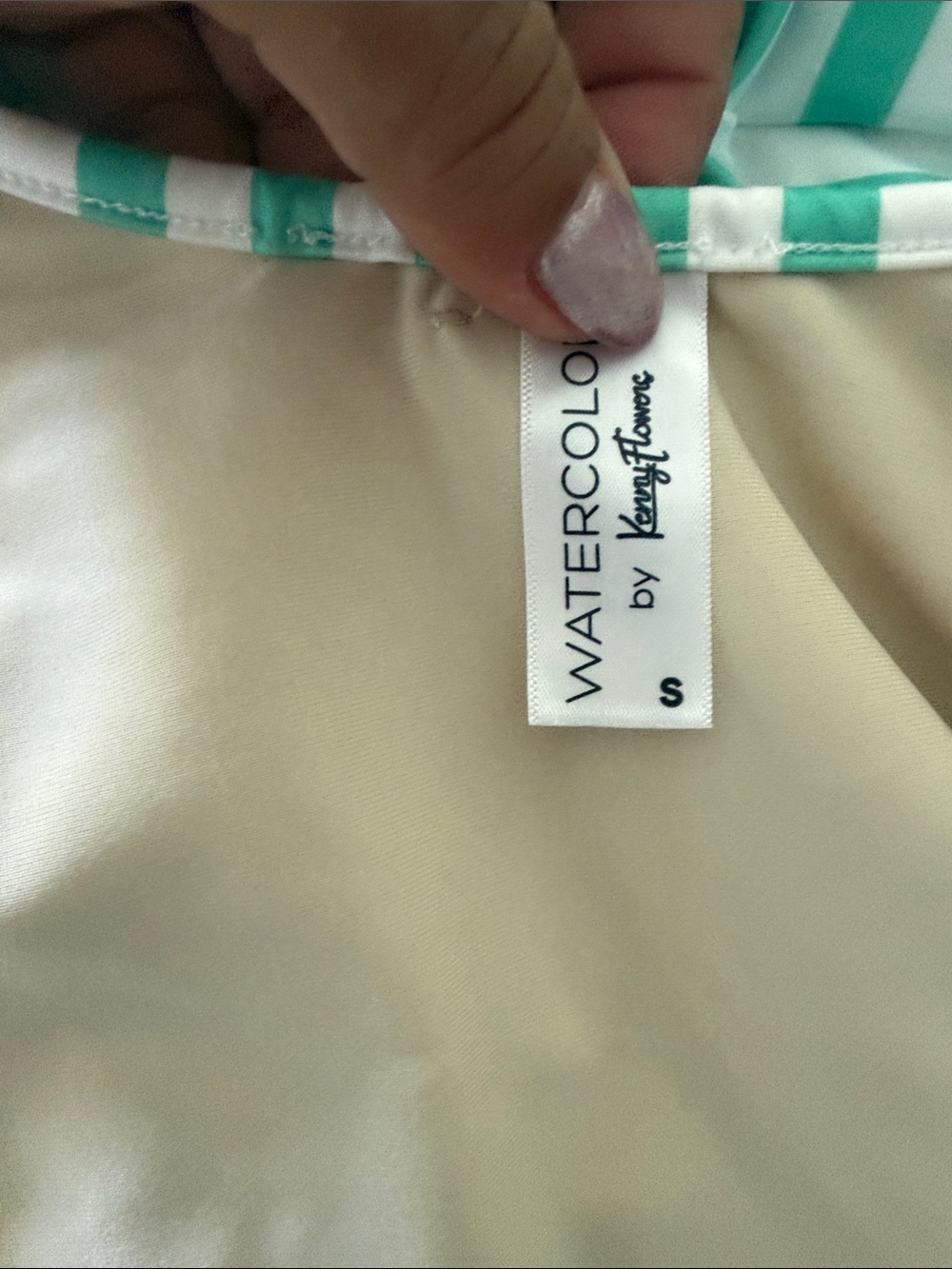 Watercolors Kenny Flowers Lanai Halter Deep V Wrapped Striped One Piece Swimsuit - Picture 5 of 7